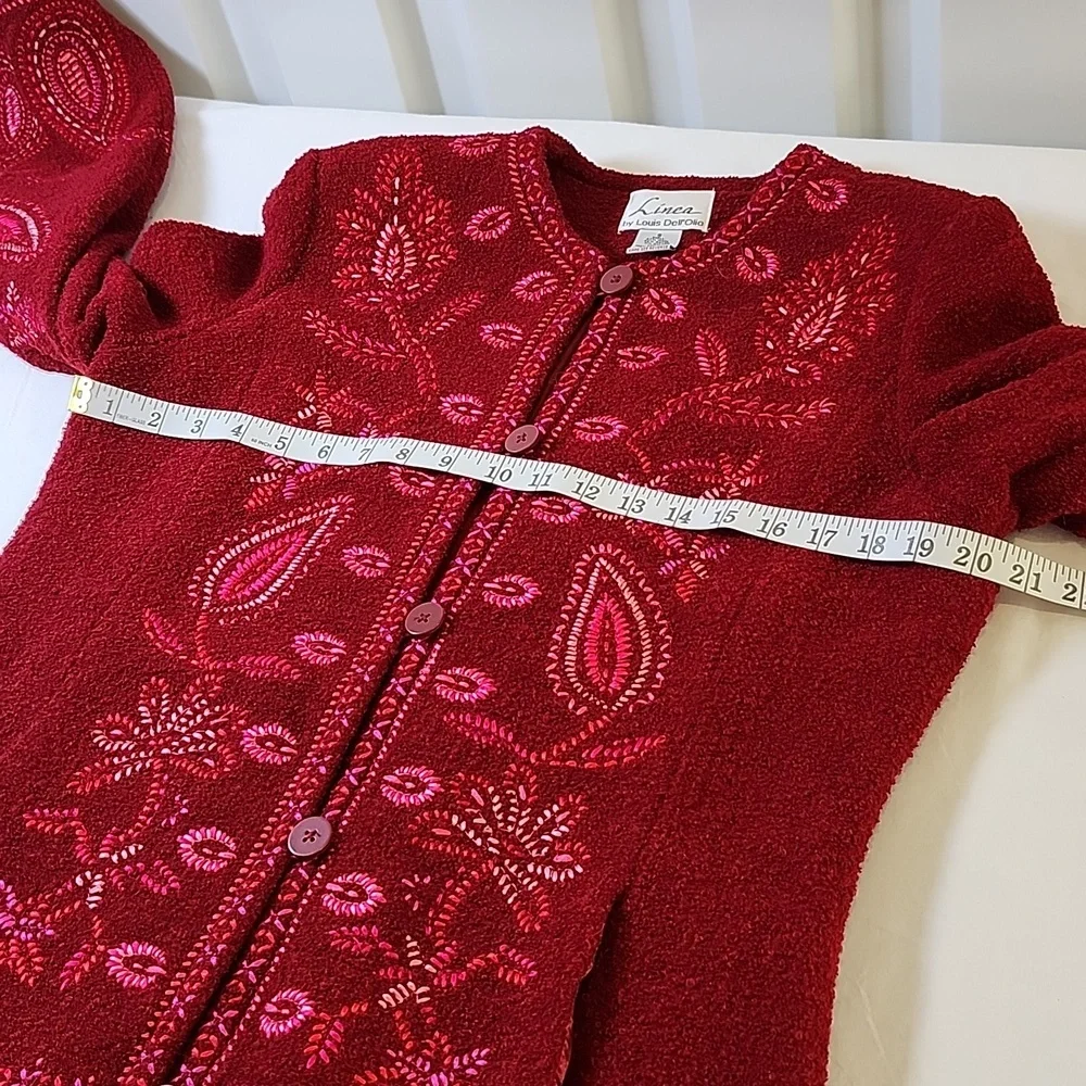Linea by Louis Dell'Olio Red Textured Wool Blend Cardigan Jacket Size Small